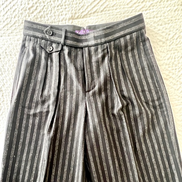 Ralph Lauren Purple Label 100% Wool Pinstripe wide leg pant. Size 4. - Picture 7 of 12
